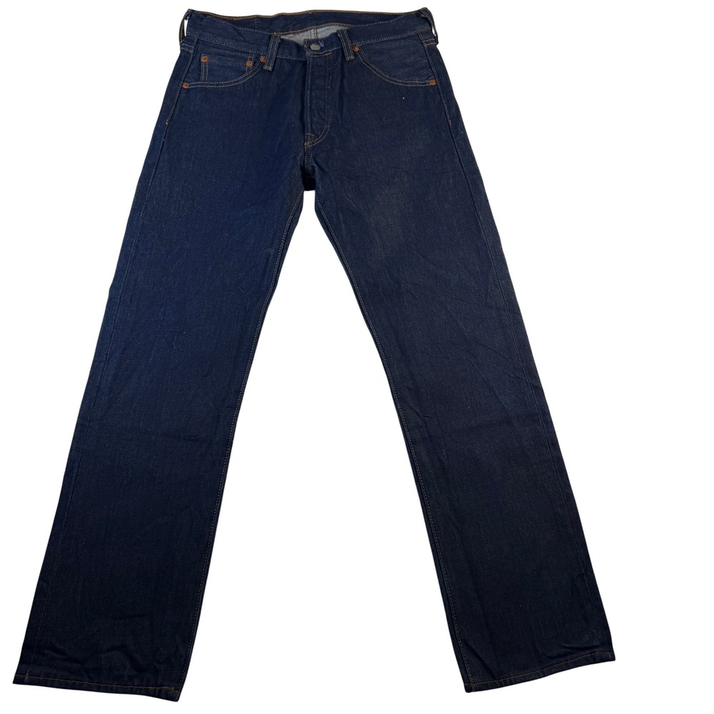 Levis 501 Original Fit Jeans Mens 30x30 Dark Indigo Blue Button Fly 00501-0000